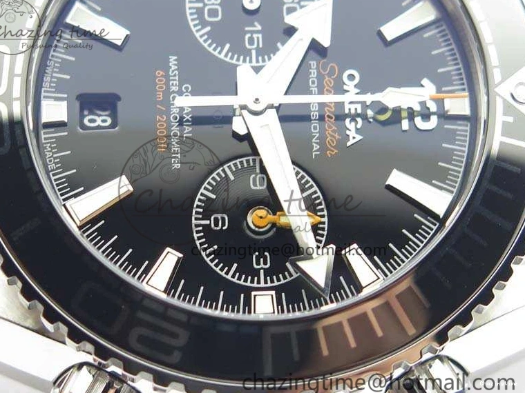 0511 Planet Ocean Master Chrono SS OM 1:1 Best Edition Black Dial On SS Bracelet A9900 V Fashionable 8113